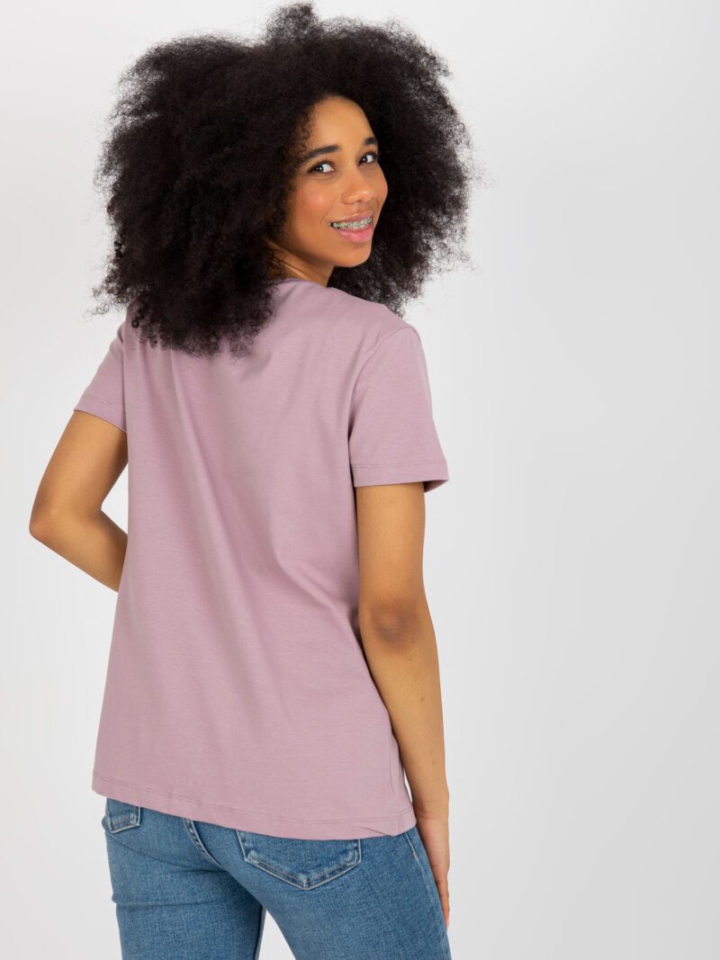 Fioletowy t-shirt bawełniany z cekinami - obrazek 3