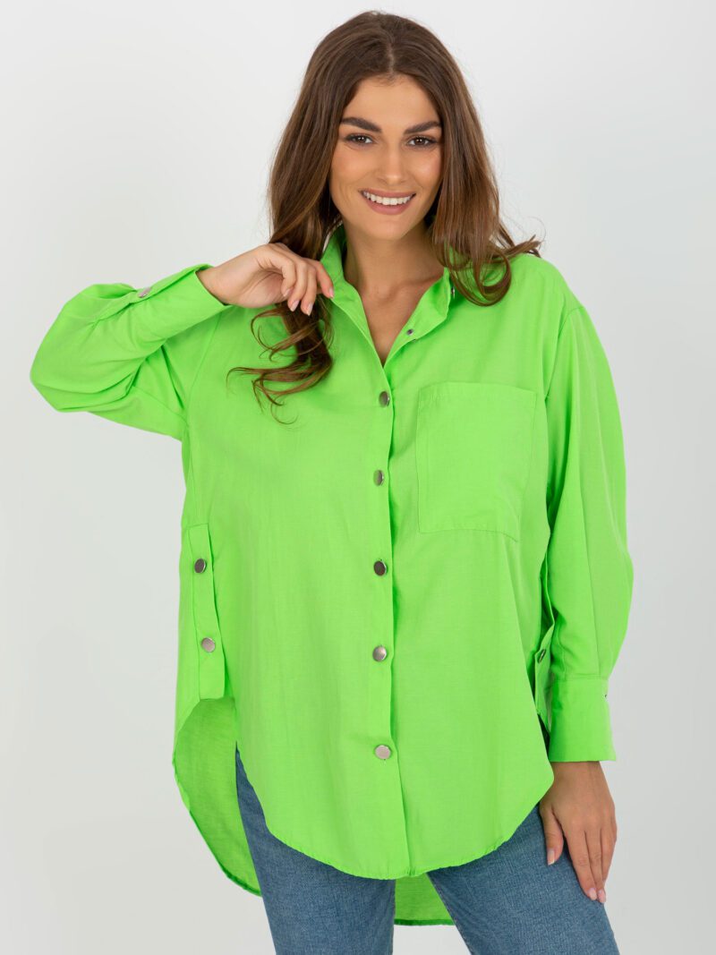 Zielona koszula damska oversize - obrazek 2
