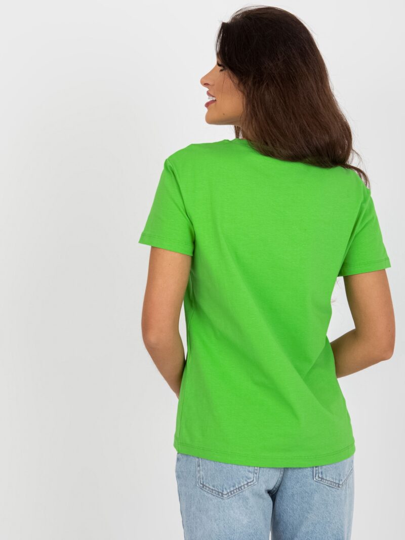 Zielony t-shirt bawełniany z cekinami - obrazek 3