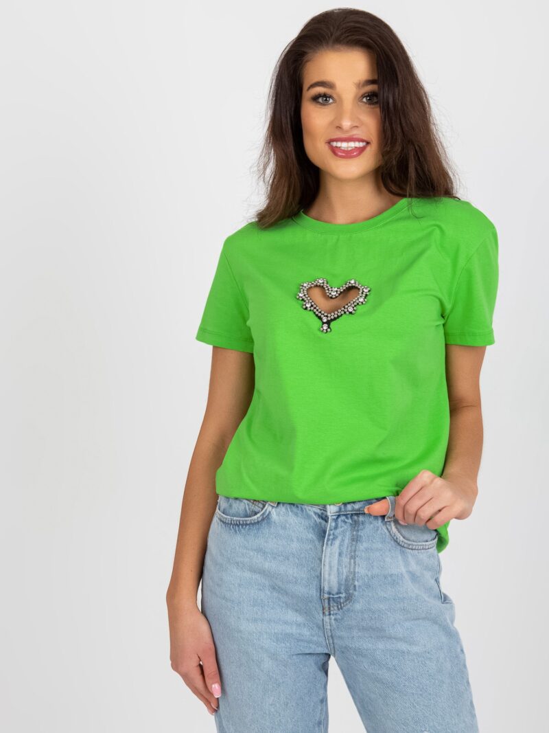 Zielony t-shirt bawełniany z cekinami