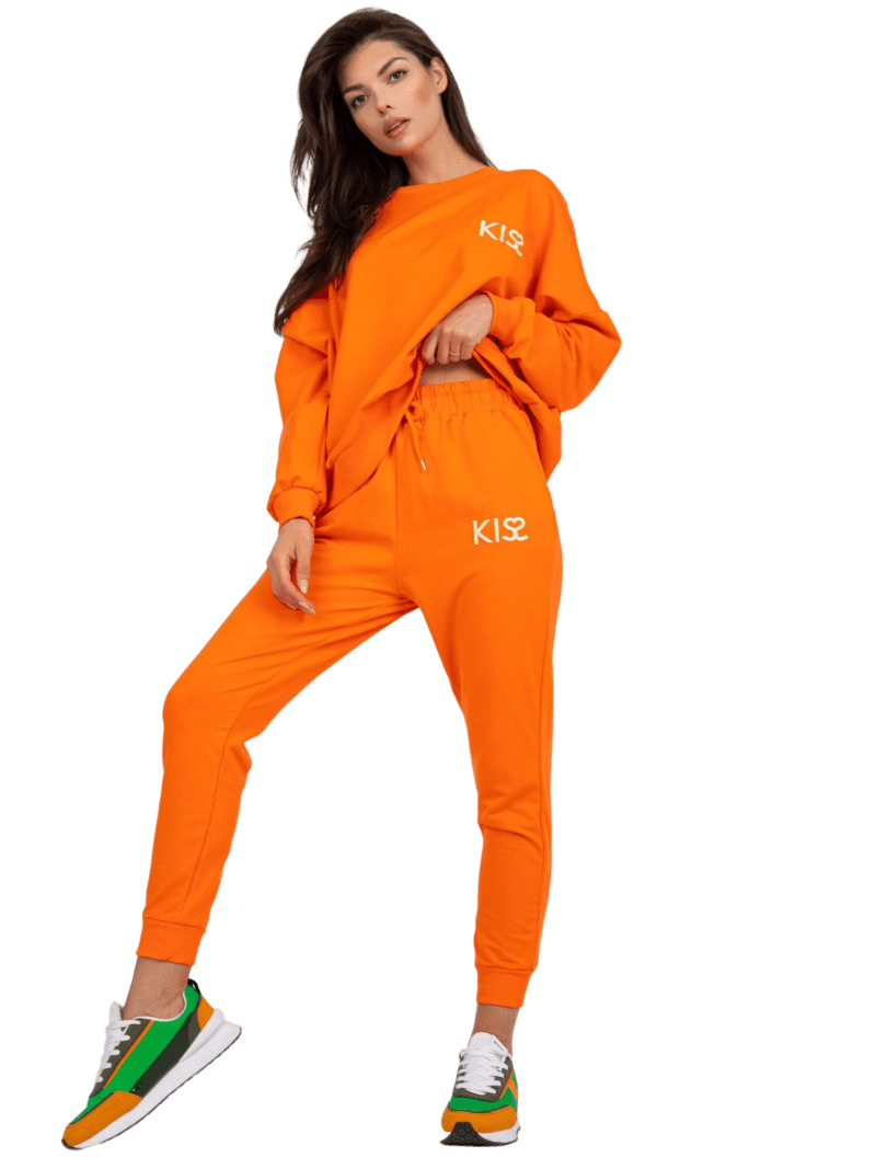 Pomarańczowy dresowy komplet damski - bluza i spodnie - obrazek 7