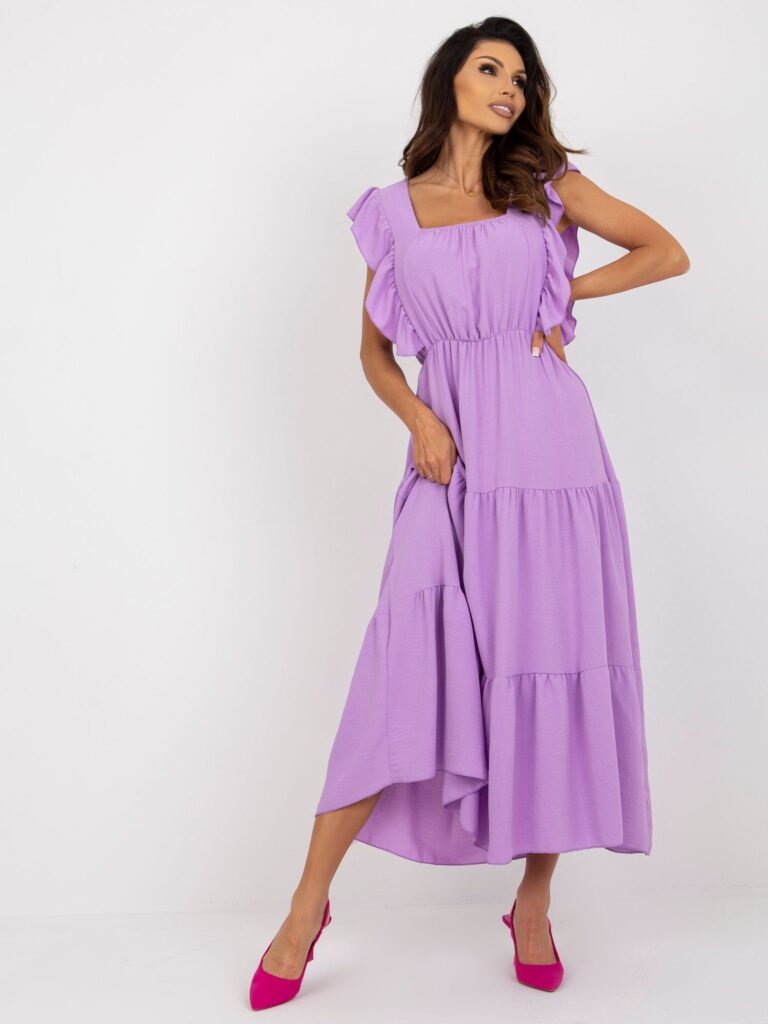 fioletowa sukienka midi