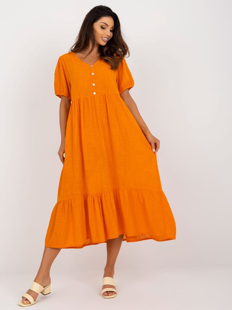 pomarańczowa letnia sukienka midi