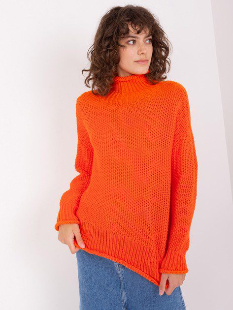 pomarańczowy sweter damski z golfem
