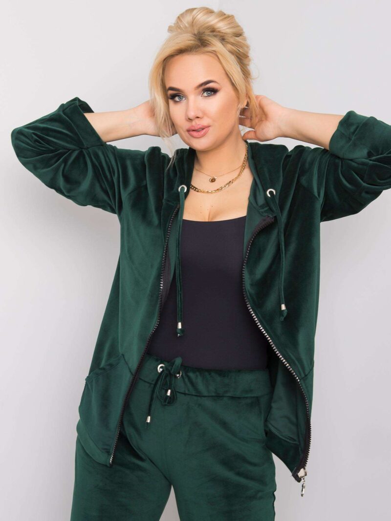 Zielony komplet welurowy plus size - obrazek 3