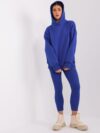 kobaltowy komplet damski z bluzą oversize