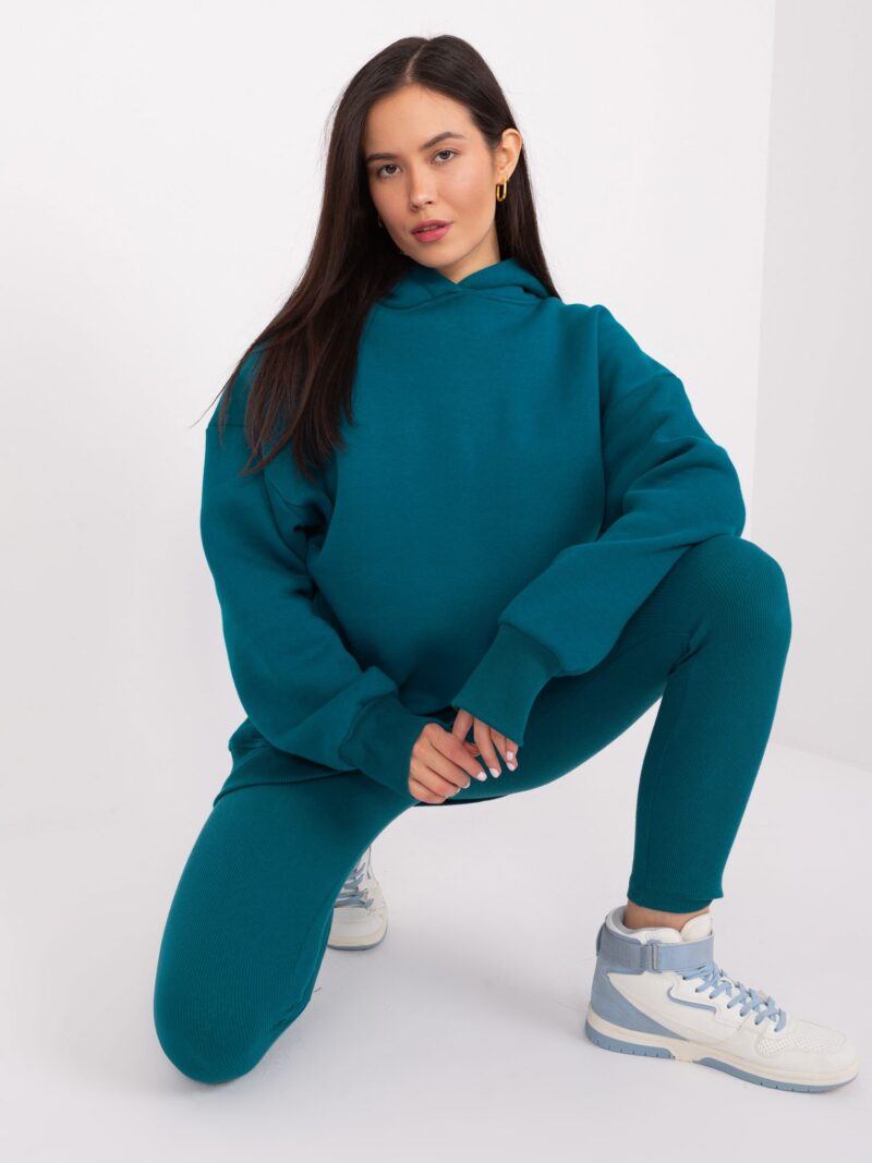 Morski komplet damski z bluzą oversize i legginsami - obrazek 2