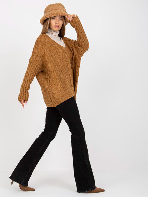 brązowy sweter oversize damski