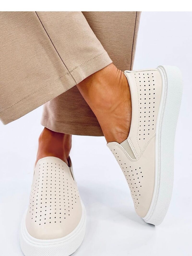 Trampki slip-on ażurowe TOWNS BEIGE - Inello - obrazek 2