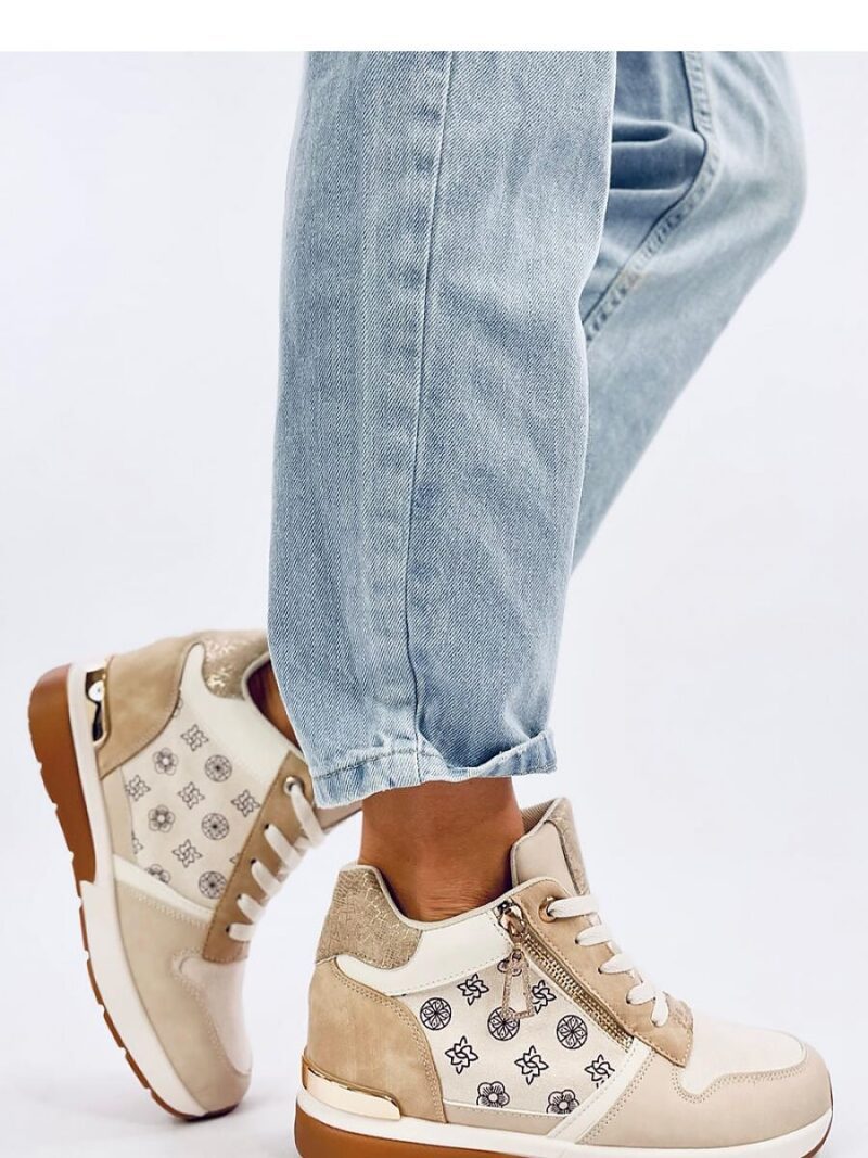 Sneakersy na koturnie TELTS BEIGE - Inello - obrazek 2