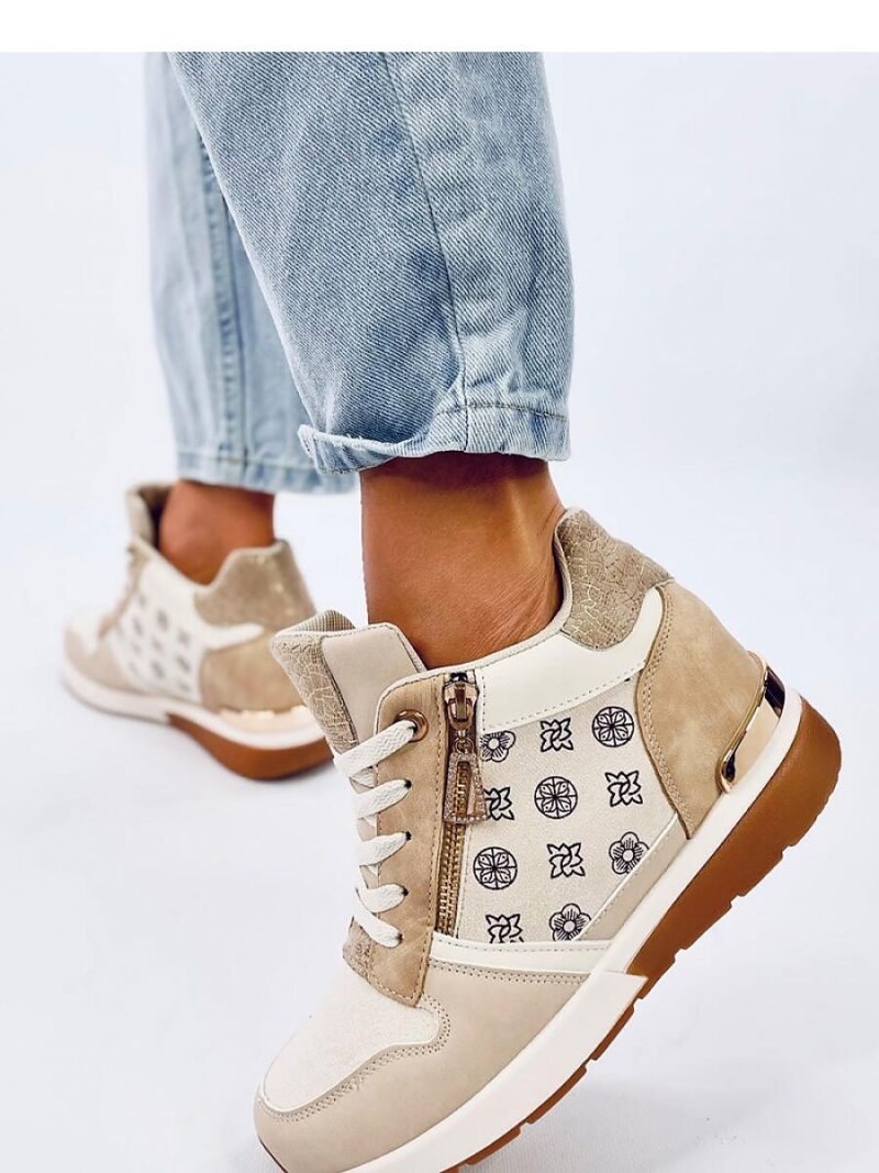 Sneakersy na koturnie TELTS BEIGE - Inello - obrazek 3
