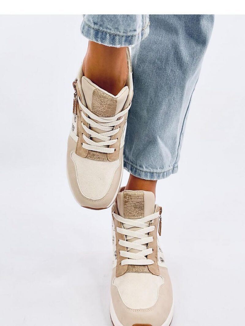 Sneakersy na koturnie TELTS BEIGE - Inello - obrazek 4