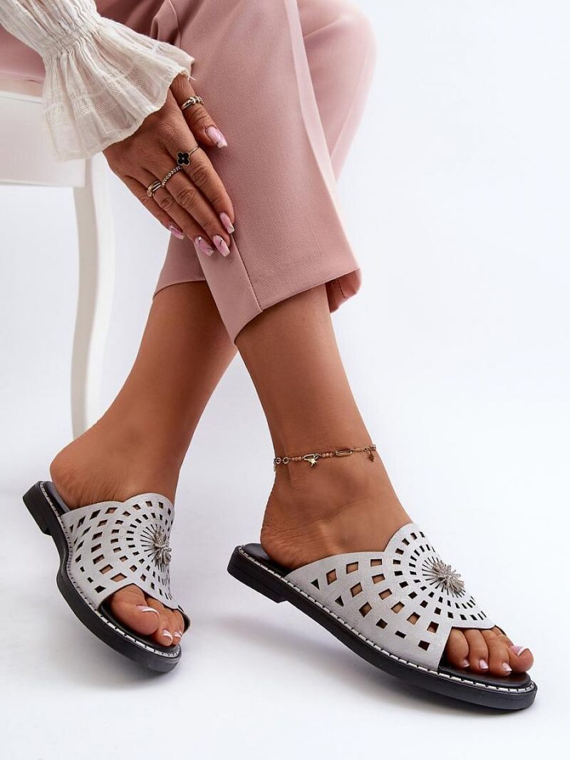 Sandał Klapki Model Ebirena RMR2266-4 Silver - Step in style - obrazek 3