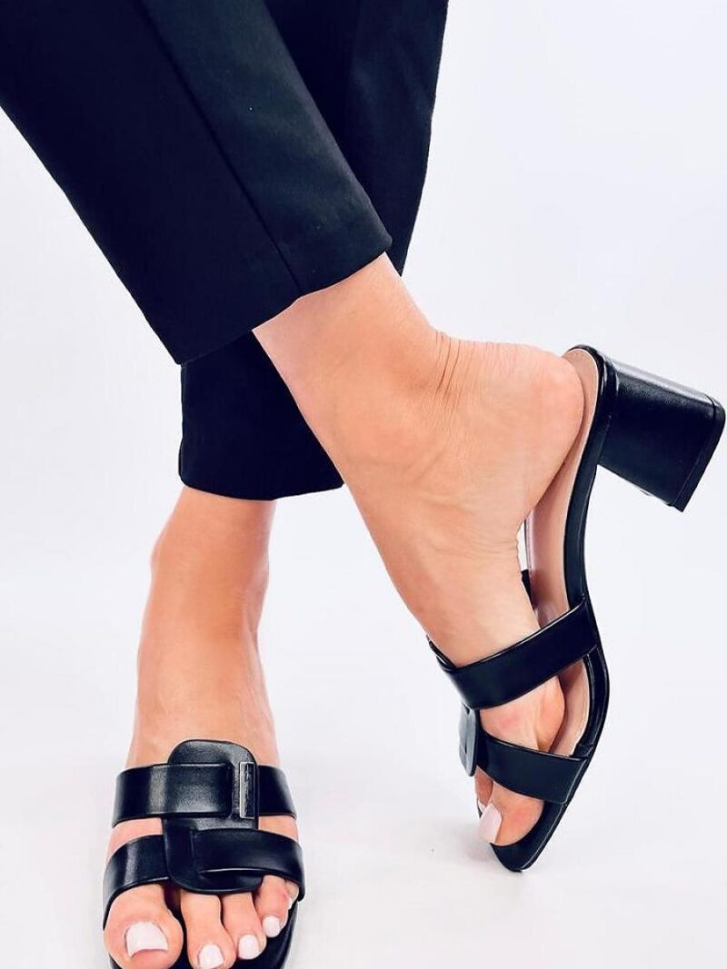 Sandał Klapki na obcasie eleganckie LAFAR BLACK - Inello - obrazek 2
