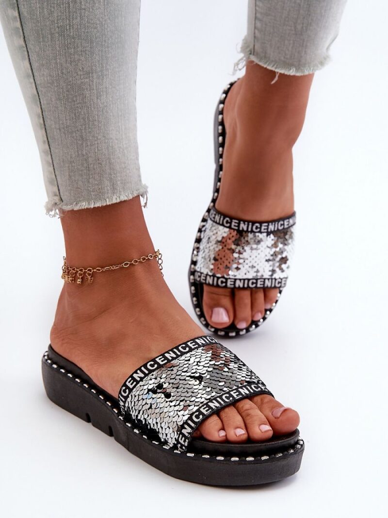 Sandał Klapki Model Rivanique G-582-02 Black/Silver - Step in style - obrazek 3