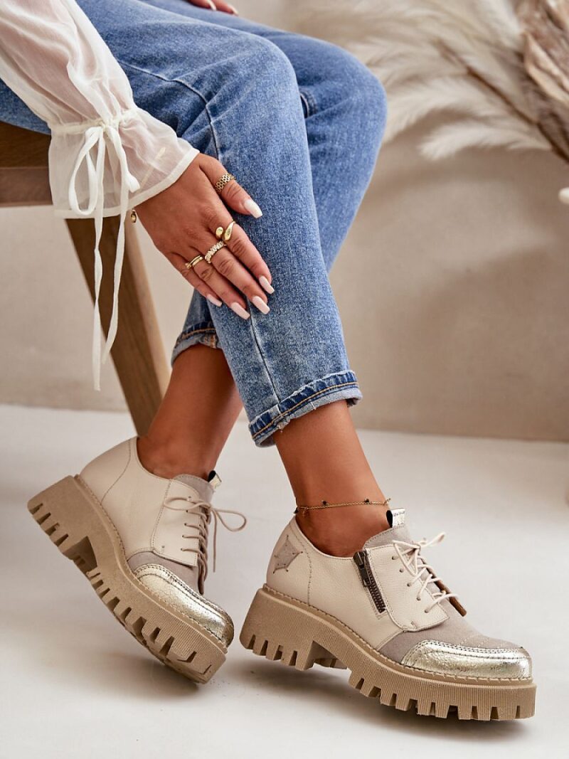 Półbuty Model Maciejka 06177-04 Beige - Step in style - obrazek 3