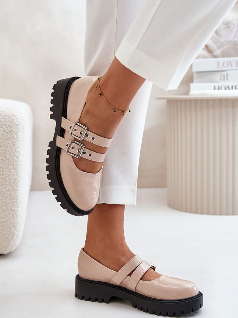 Półbuty Model Terione 3231 Beige Lakier - Step in style - obrazek 3