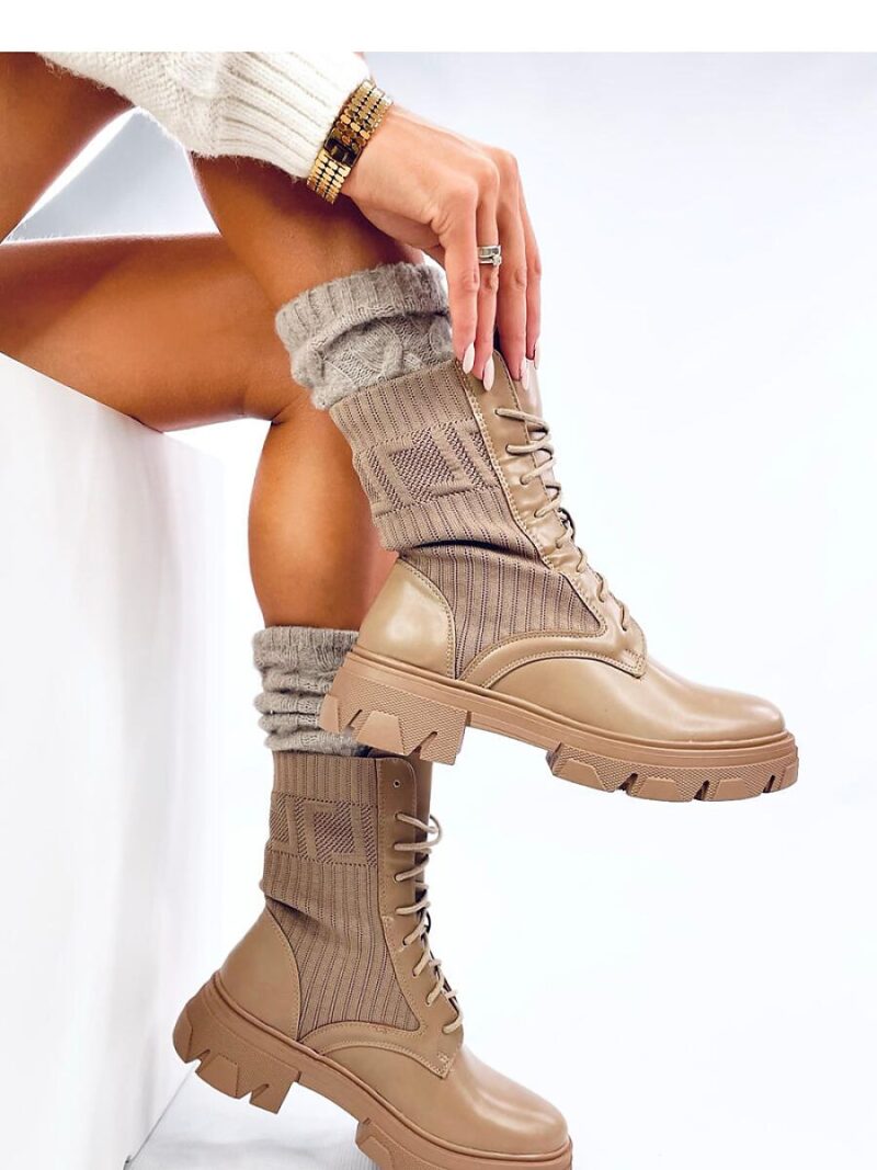 Workery z elastyczną cholewką CALLING KHAKI - Inello - obrazek 4