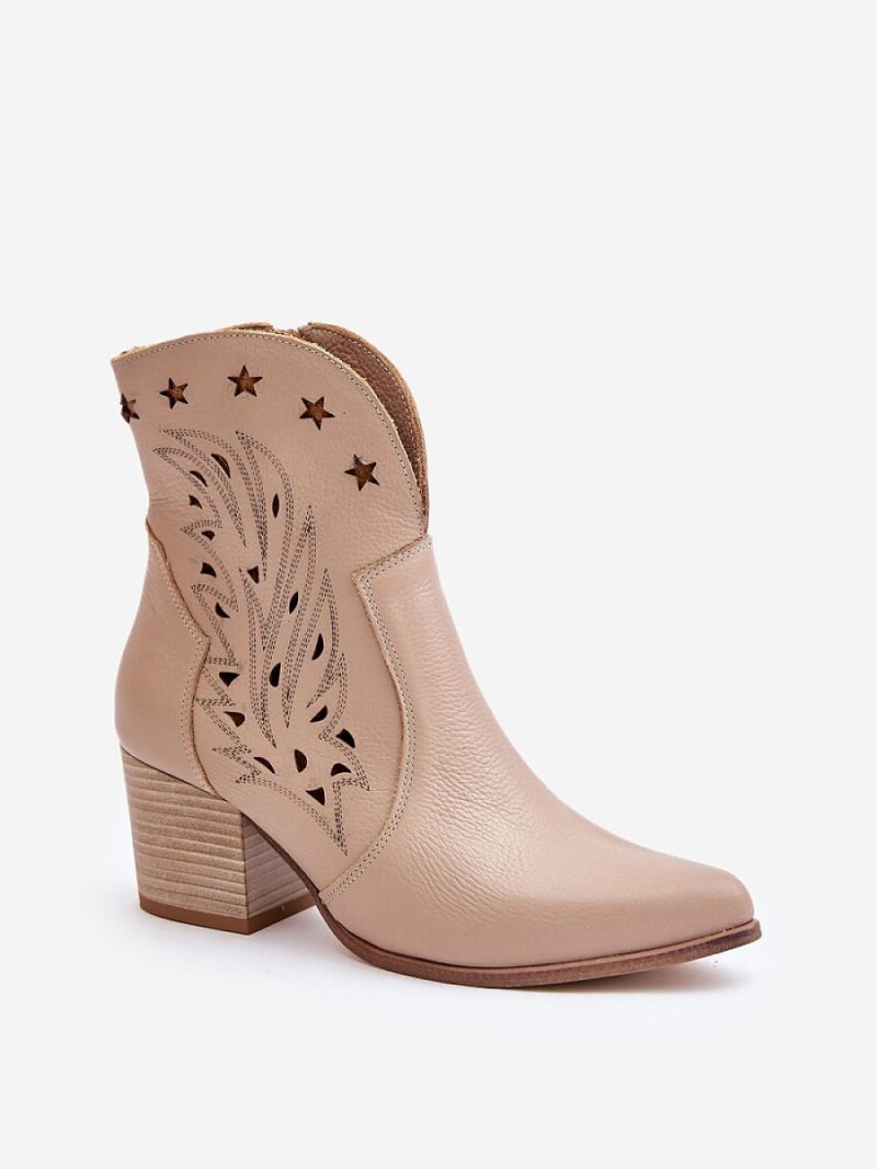 Botki Model Lewski 3613 Beige Skóra - Step in style - obrazek 2