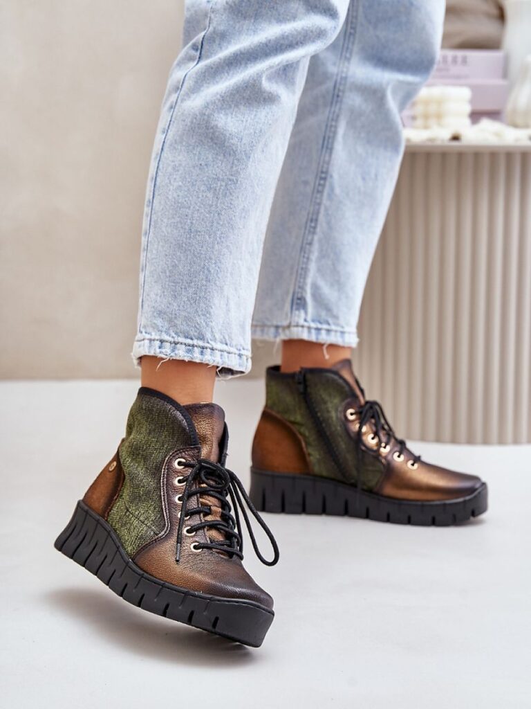 Botki Model Maciejka 06702-09 Green/Gold - Step in style