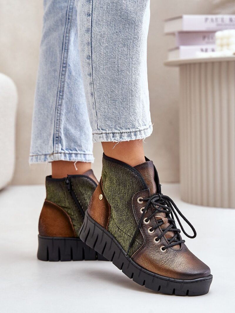 Botki Model Maciejka 06702-09 Green/Gold - Step in style - obrazek 3