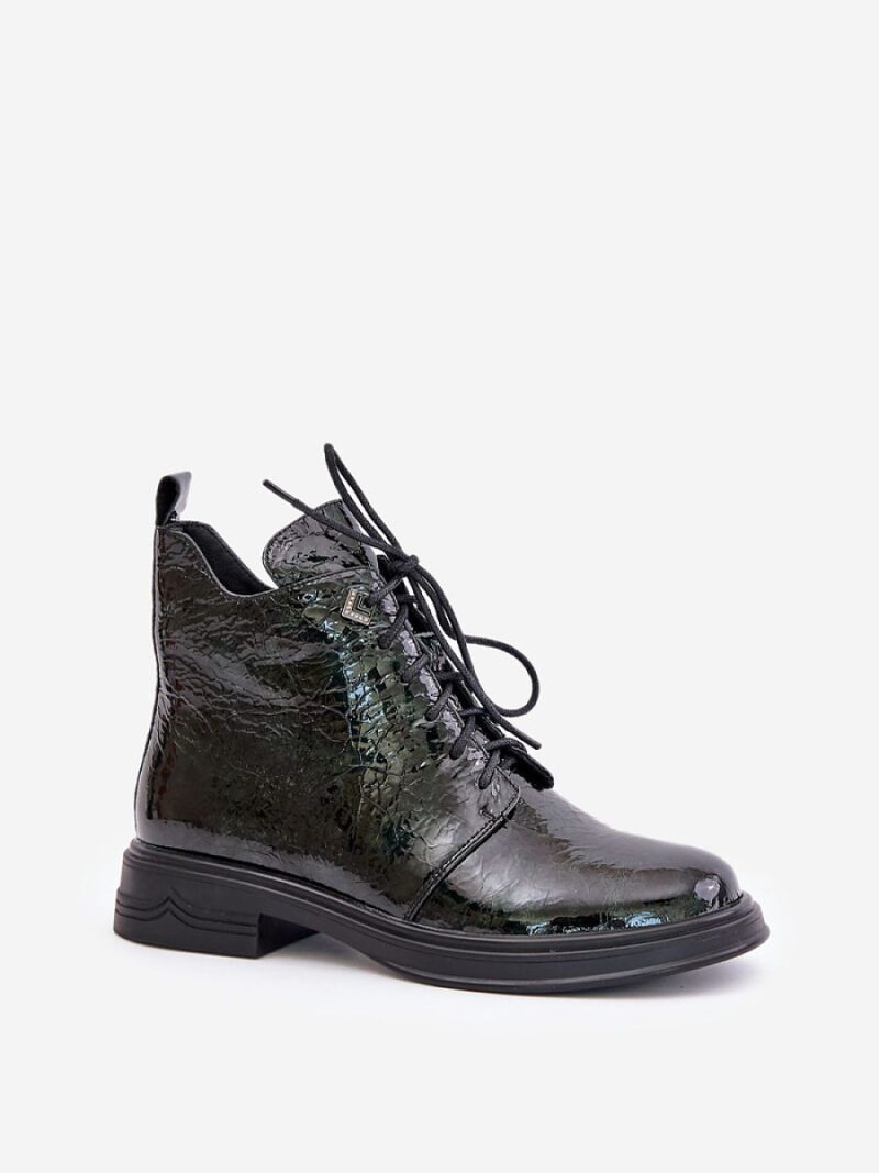 Botki Model DA LZ42-042 Dark Green Lakier - Step in style - obrazek 2