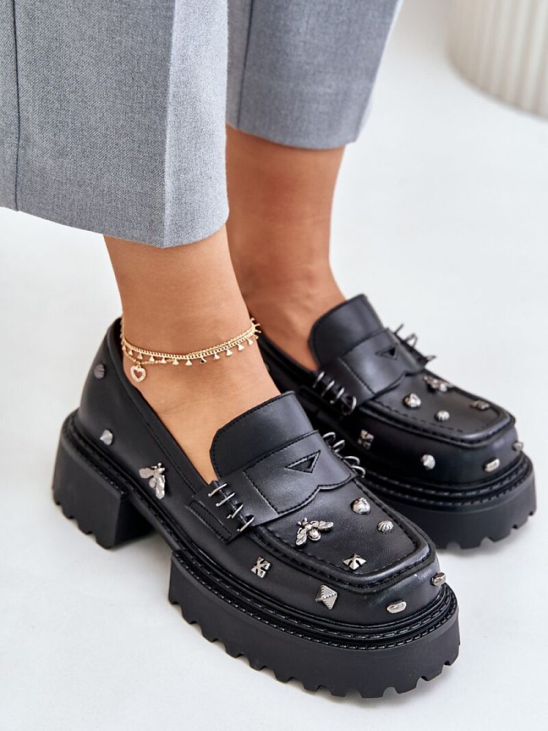 Półbuty Model DA MR880-102 Black Skóra - Step in style - obrazek 3