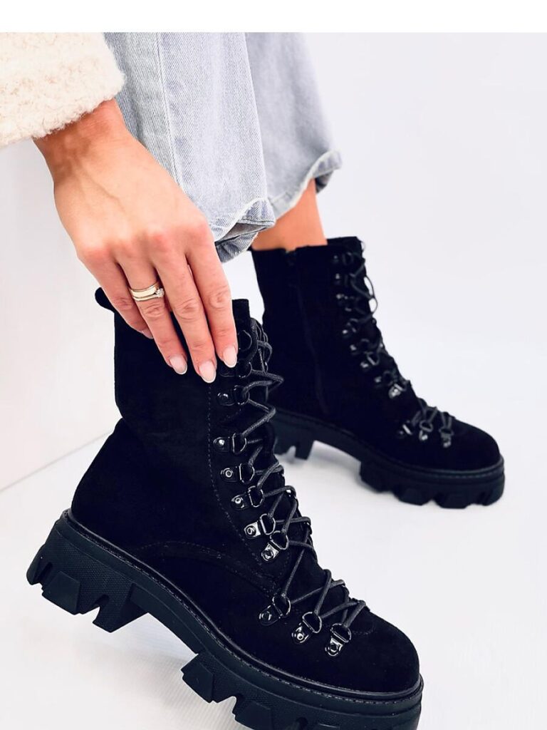Botki sznurowane workery CONOR BLACK - Inello