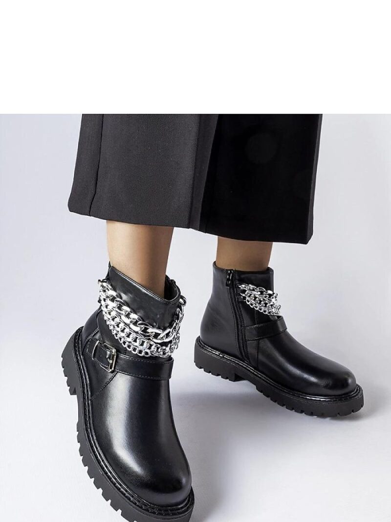 Czarne botki z ozdobnymi łańcuchami Mezzavia - Solea - obrazek 2