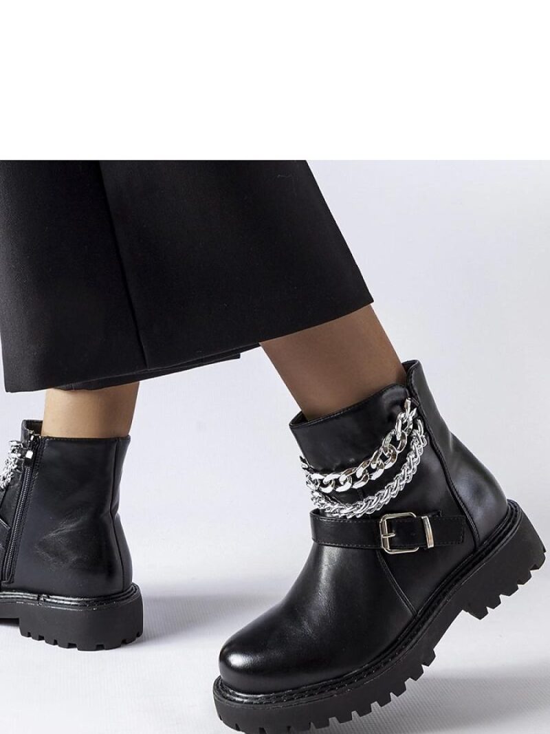 Czarne botki z ozdobnymi łańcuchami Mezzavia - Solea - obrazek 4