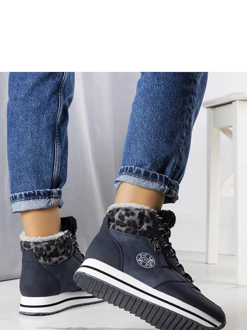 Granatowe botki LCJ-22-31-1450L Lee Cooper - Solea - obrazek 3