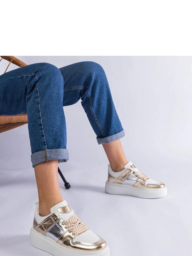 Złote sneakersy ze srebrnymi wstawkami Kimberly - Solea
