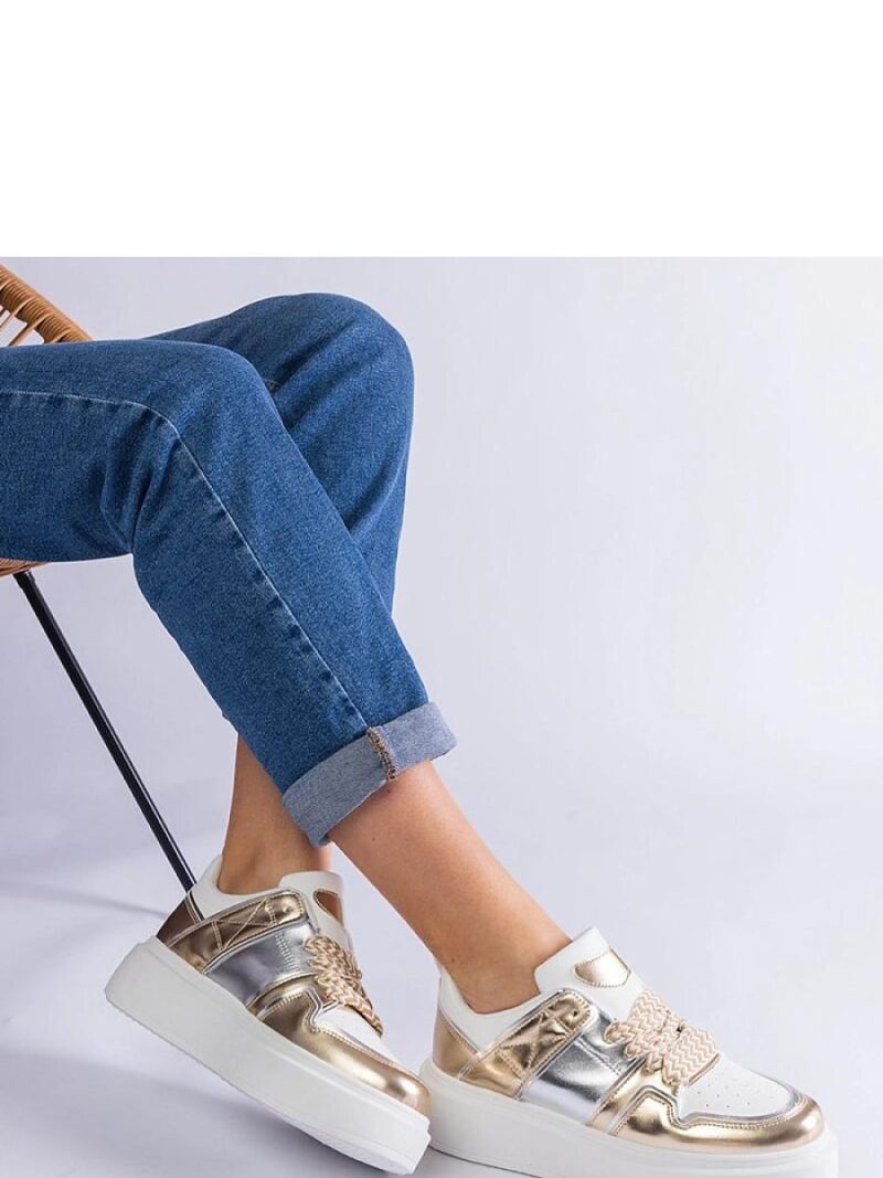 Złote sneakersy ze srebrnymi wstawkami Kimberly - Solea - obrazek 2