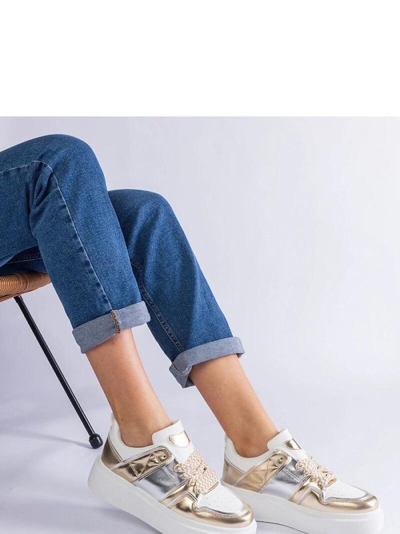 Złote sneakersy ze srebrnymi wstawkami Kimberly - Solea - obrazek 3