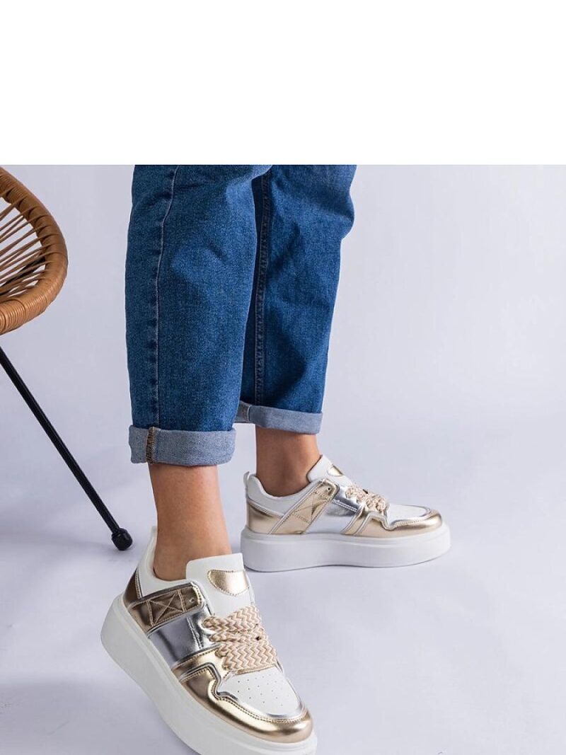 Złote sneakersy ze srebrnymi wstawkami Kimberly - Solea - obrazek 4