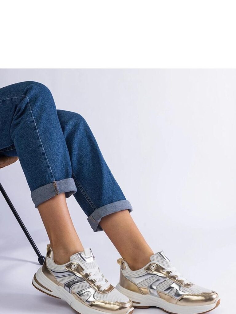 Materiałowe sneakersy sportowe ze złotymi wstawkami Elayne - Solea