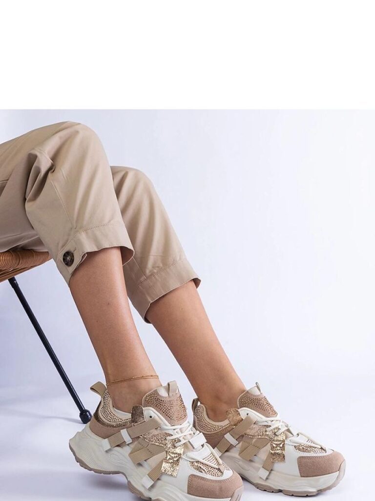 Beżowe sneakersy ze złotymi wstawkami Candra - Solea