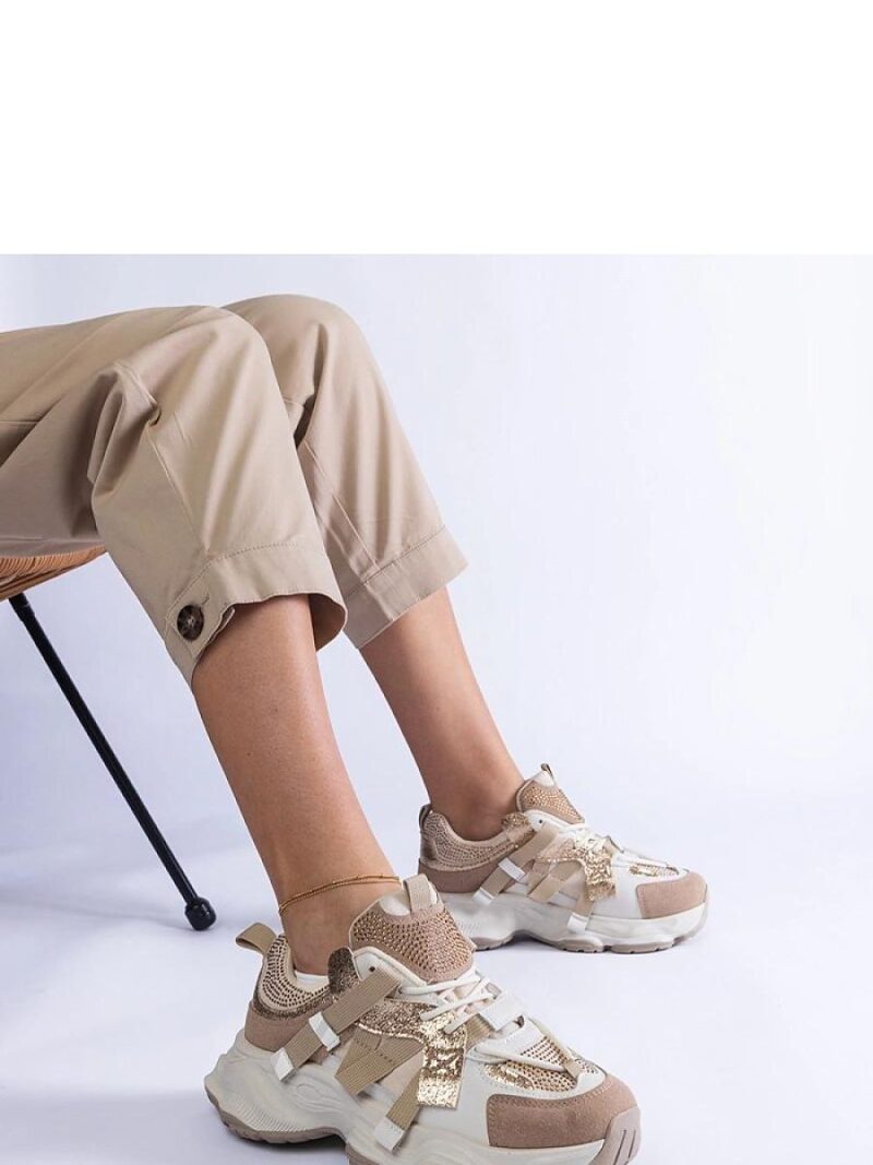 Beżowe sneakersy ze złotymi wstawkami Candra - Solea - obrazek 4