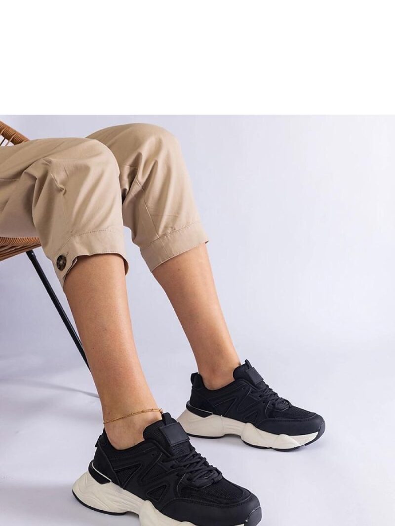 Czarne sportowe sneakersy damskie Imperio - Solea