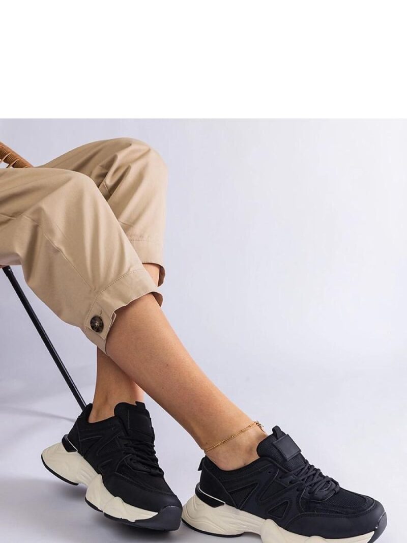 Czarne sportowe sneakersy damskie Imperio - Solea - obrazek 2