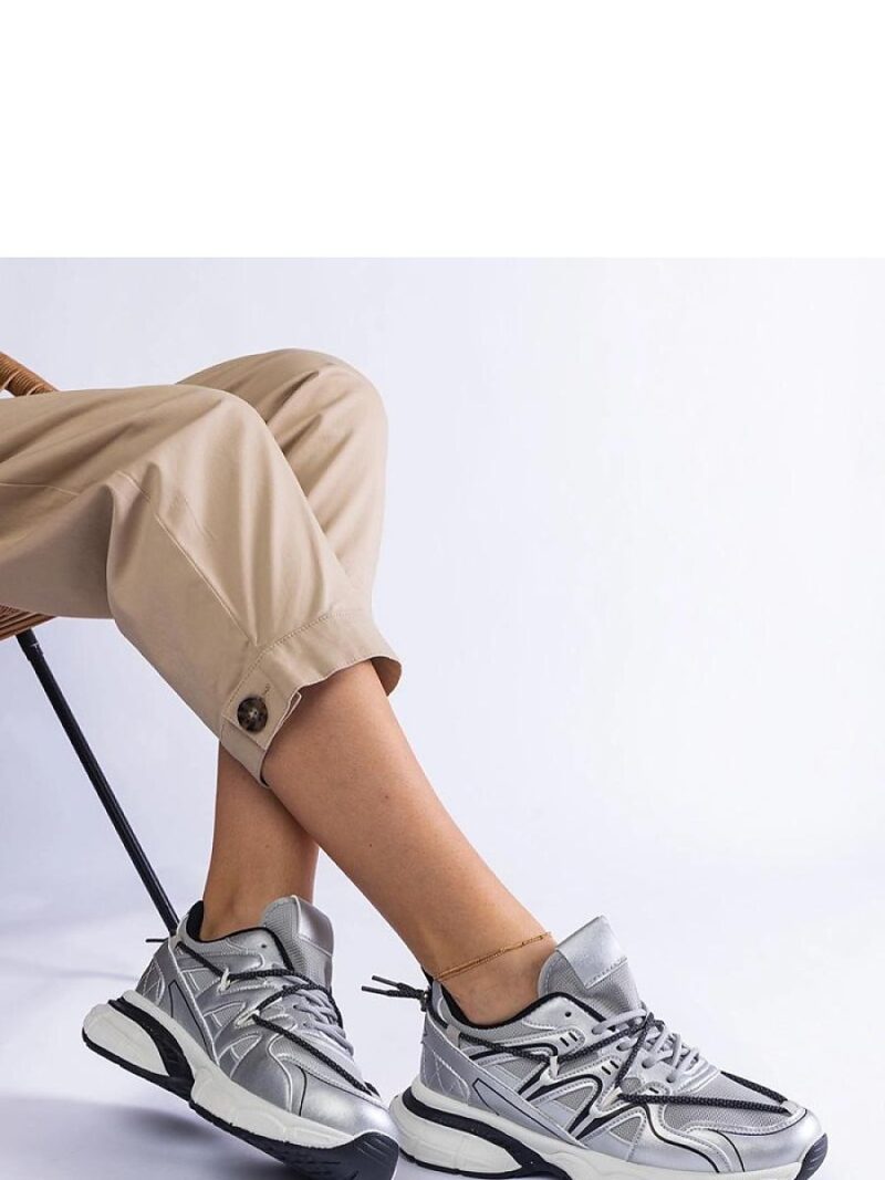 Srebrne damskie sneakersy na masywnej podeszwie Colunga - Solea - obrazek 3