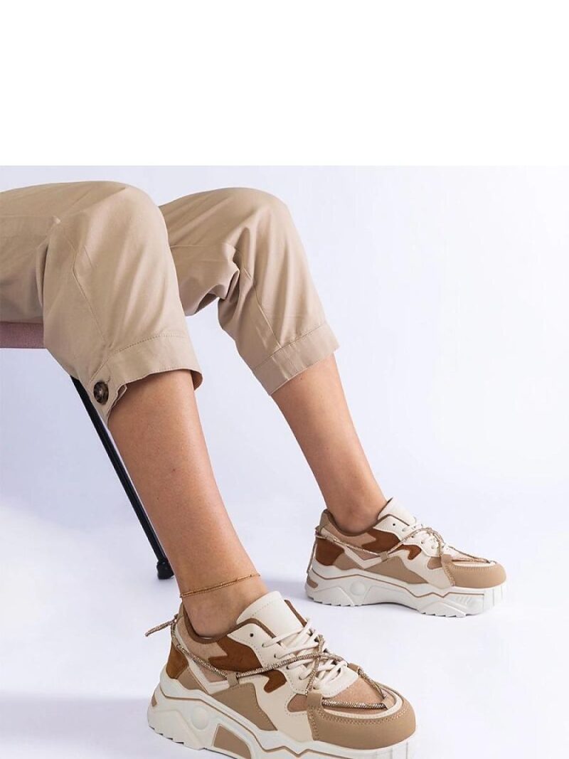 Brązowe sneakersy zdobione cyrkoniowym sznurkiem Valdeza - Solea