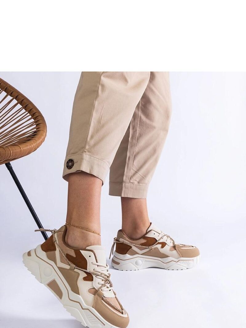 Brązowe sneakersy zdobione cyrkoniowym sznurkiem Valdeza - Solea - obrazek 2