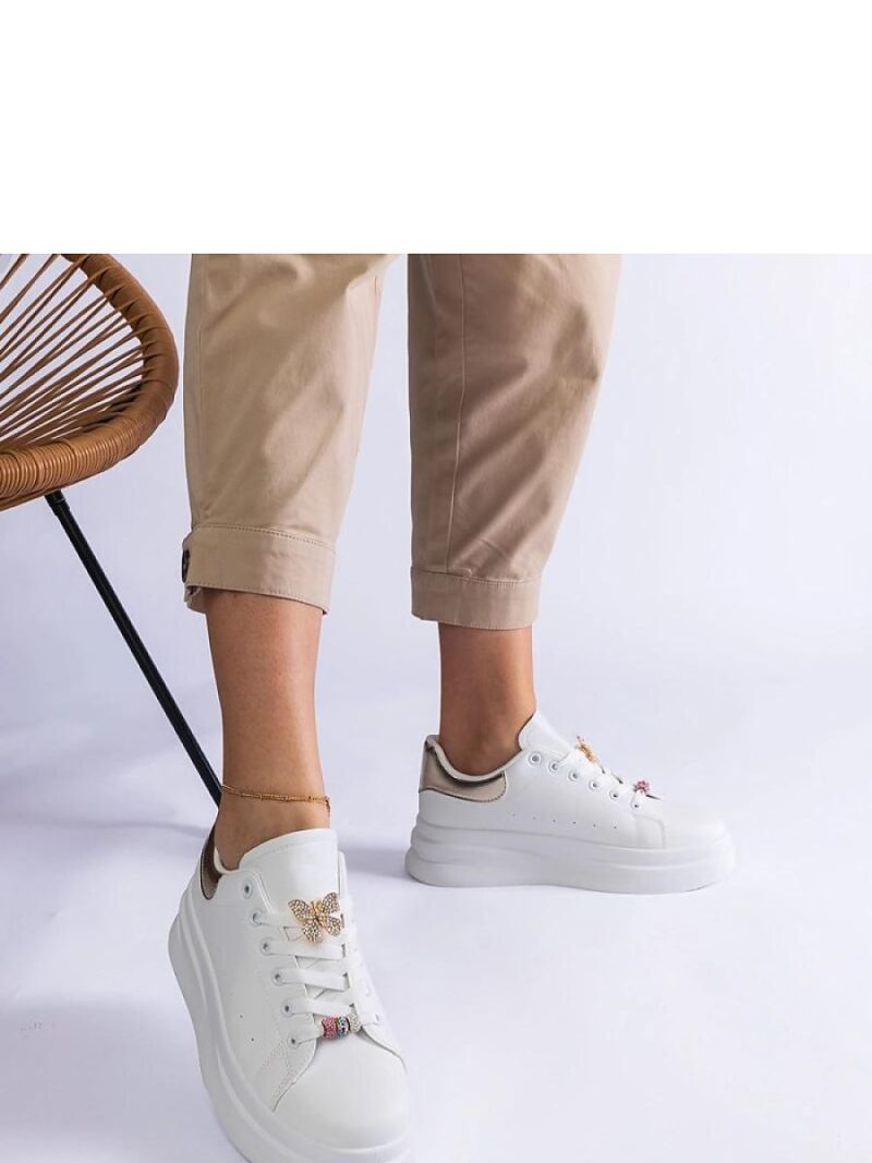 Białe sneakersy na platformie zdobione motylkiem Aranda - Solea - obrazek 2