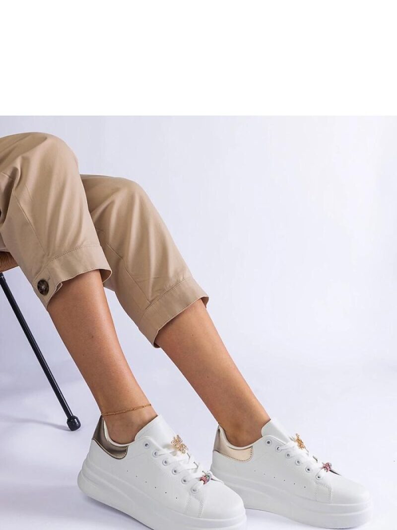 Białe sneakersy na platformie zdobione motylkiem Aranda - Solea - obrazek 3