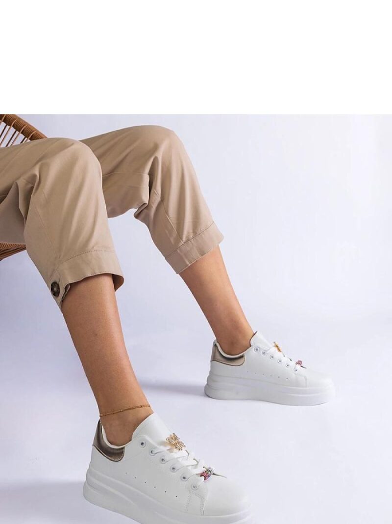 Białe sneakersy na platformie zdobione motylkiem Aranda - Solea - obrazek 4