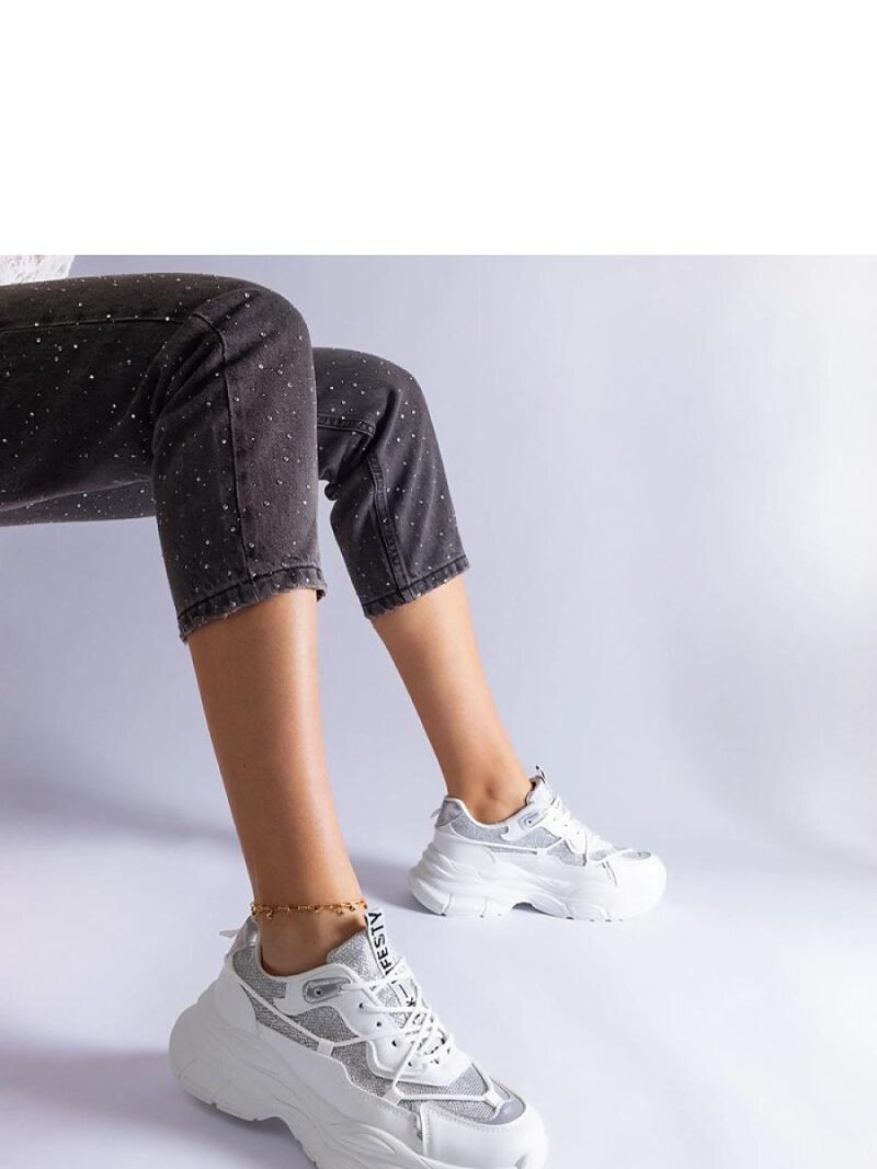 Białe sneakersy z brokatowymi wstawkami Rigel - Solea