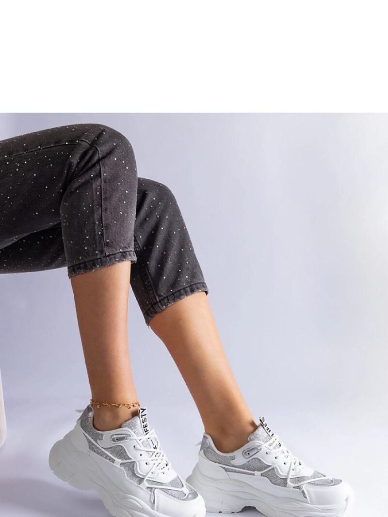 Białe sneakersy z brokatowymi wstawkami Rigel - Solea - obrazek 3