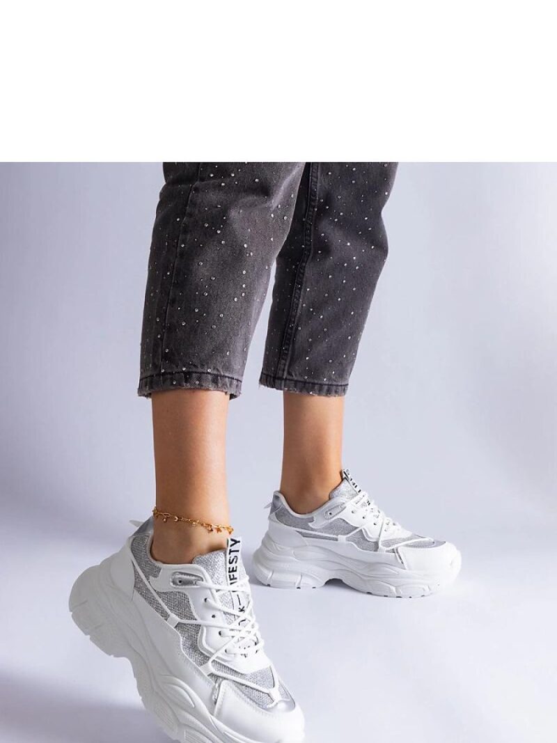 Białe sneakersy z brokatowymi wstawkami Rigel - Solea - obrazek 4