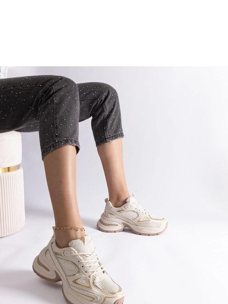 Beżowe sneakersy na masywnej podeszwie Adoma - Solea - obrazek 3